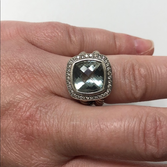 David Yurman Albion Prasiolite/Diamond Ring 11mm - Picture 4 of 6